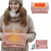 Portable Hand Warmer Muff for Winter, Soft Velvet Heated Hand Pouch for Men and Women, USB Powered Hand Warmer Pillow, Indoor Outdoor Use (Power Bank Not Included)- Pink