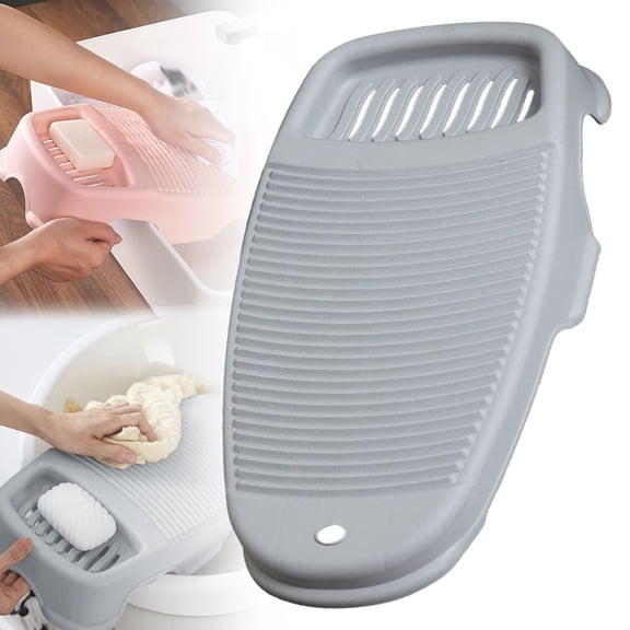 Portable Hand Washing Machine, Manual Plastic Laundry Washer for Underwear, Socks and Light Clothes with Soap Rack, Travel and Home Use Grey