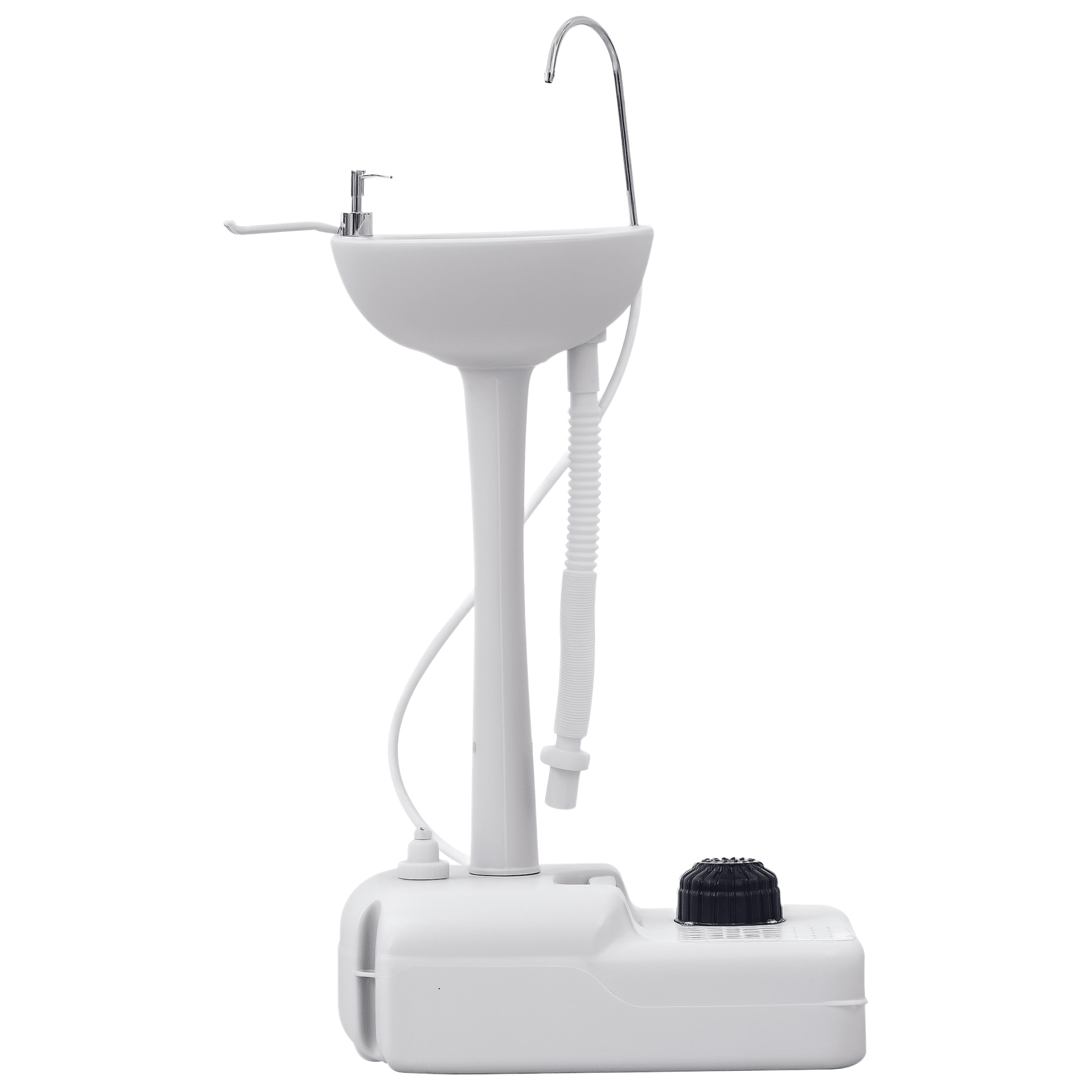 Portable Hand Washing Station with Foot Pump, 4.5 Gallon HDPE Mobile Outdoor Sink with Soap Dispenser Towel Holder Wheels Drain Hose for Camping BBQ Worksites