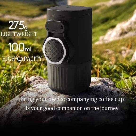 Portable Hand press Coffee Maker with Capsule Compartment and Coffee Powder Bowl & Travel Mug - Compact Espresso Machine for Home, Travel, Manual Coffee Brewing