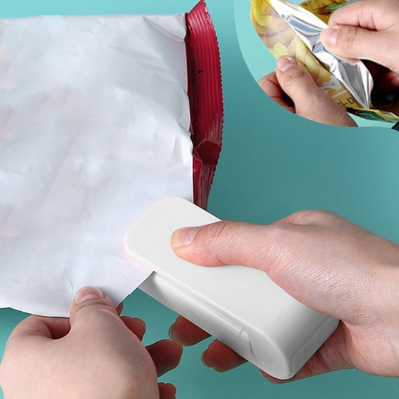 Portable Handheld Bag Sealer for Snacks & Food Storage | No Preheating Magnetic Mini Sealing Machine for Kitchen & Pantry | White or Pink ABS Plastic | Seals Bags Up to 500mL