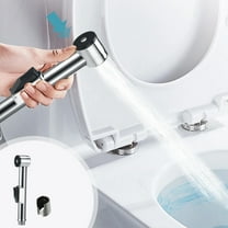 Portable Handheld Bidet Sprayer | Muslim Shower Kit for Personal Hygiene | Toilet Douche with G1/2 Connector | Silver ABS Plastic | Includes Sprayer, Base & Water Hose
