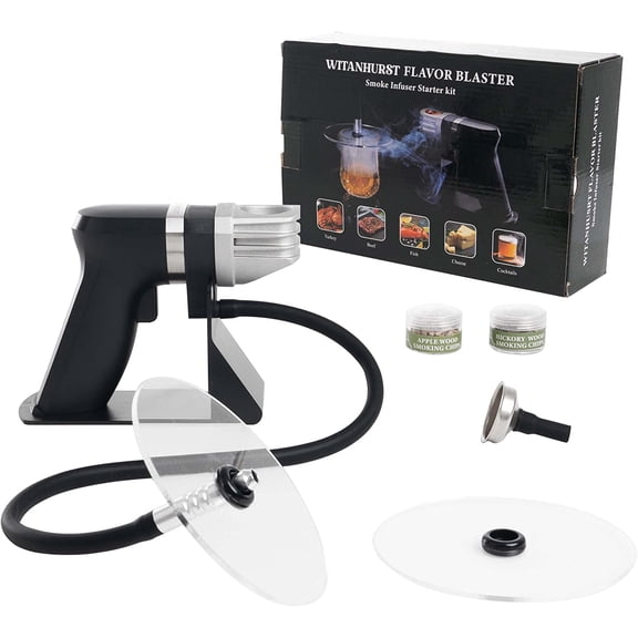 Portable Handheld Cold Smoking Gun Electric Smoker, Cold Indoor Smoker Smoke Infuser Gun Cocktail Kit for Food and Drinks Includes Wood Chips and Batteries