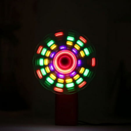 Portable Handheld Cooling Fan Colorful LED Mini Light Battery Power W/Strap E0