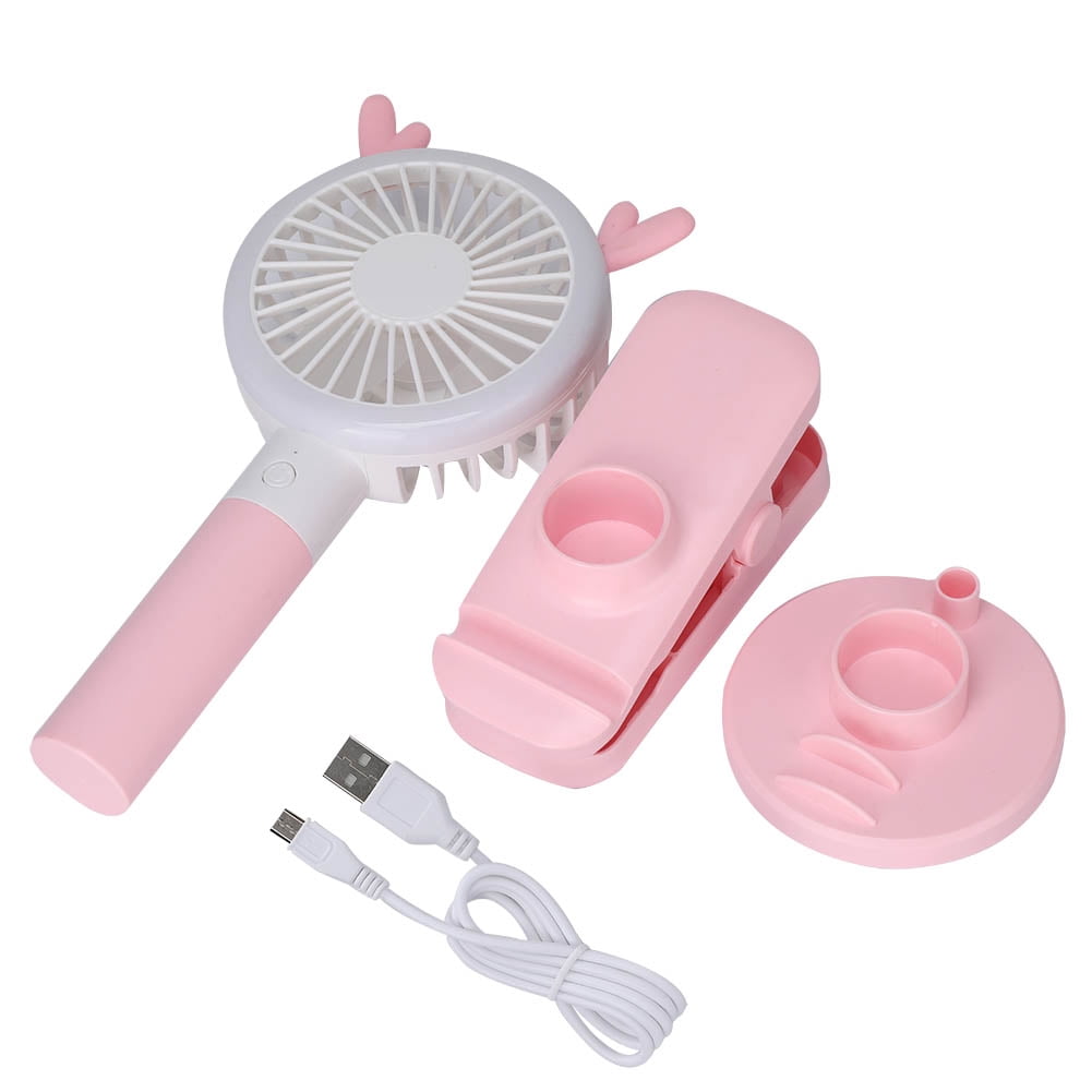 Portable Handheld & Desktop Cooling Fan with Integrated LED Lamp, USB Rechargeable