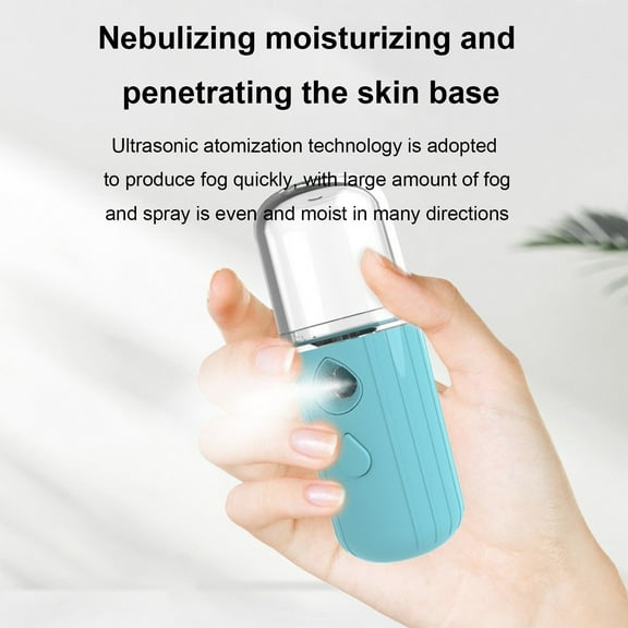 Portable Handheld Facial Hydration Sprayer | Rechargeable Cold Mist Spray Hydrator | Compact Mini for Skin Care | 30ML Capacity | USB Charging | Black/White/Blue