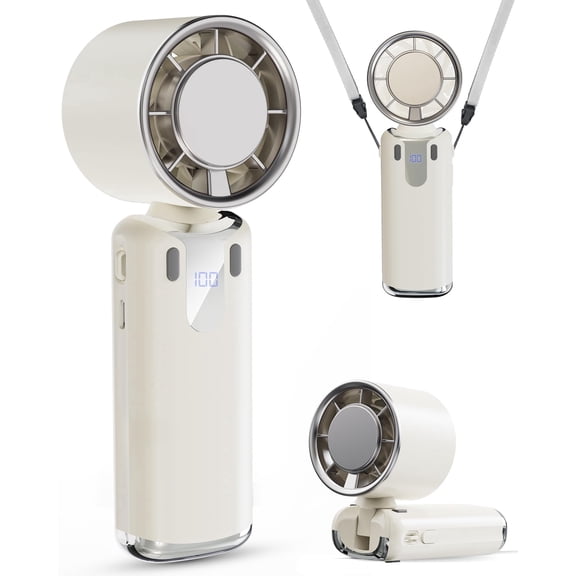 Portable Handheld Fan 5 Gear Speed 4000mAh Rechargeable Mini Neck Fan, Up to 14 Working Hours, Foldable Desk Fan for Outdoor Travel Beach Gifts
