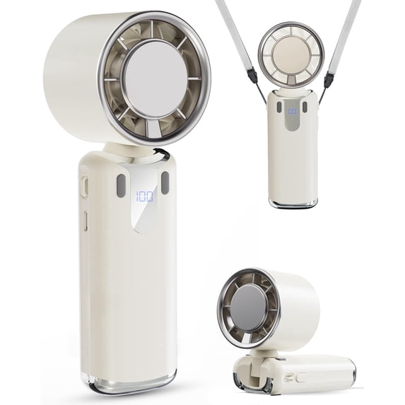 Portable Handheld Fan 5 Gear Speed 4000mAh Rechargeable Mini Neck Fan, Up to 14 Working Hours, Foldable Desk Fan for Outdoor Travel Beach Gifts