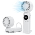 thumbnail image 1 of Portable Handheld Fan, 5000mAh Rechargeable Mini Personal USB Fan with LED Display & Foldable Design, 199-Speed Powerful Battery Operated Travel Fan for Women, Outdoor, Office White, 1 of 7