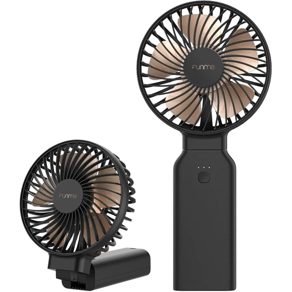 Portable Handheld Fan, 53H Max Cooling Time Travel 10000mAh Personal Fan with Power Bank, 4 Speeds Rechargeable Handheld/Foldable 180 Design for Desk/Travel/Office/Outdoor - Black