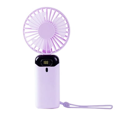 Portable Handheld Fan 90 Degrees Foldable with LED Battery Display,5-speed adjustable wind speed, Desk Base Stand - Portable Fan for Travel, Office, Outdoor, Rechargeable Ultra Quiet Mini Handheld