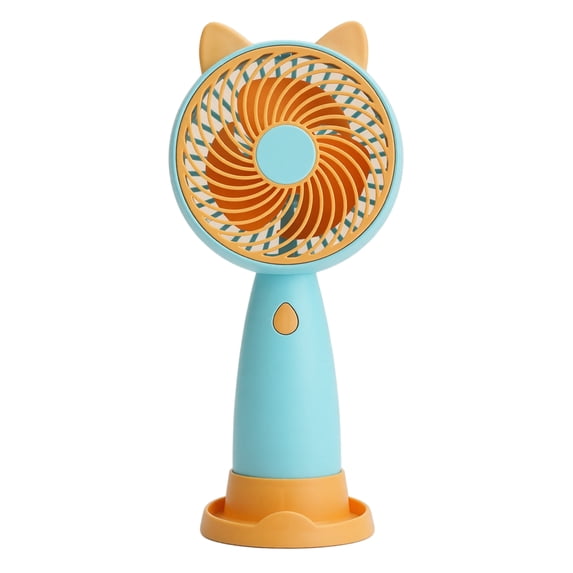 Portable Handheld Fan Blue Cute Cat Ear Design 1 Pack For Outdoor Travel Personal Cooling Use