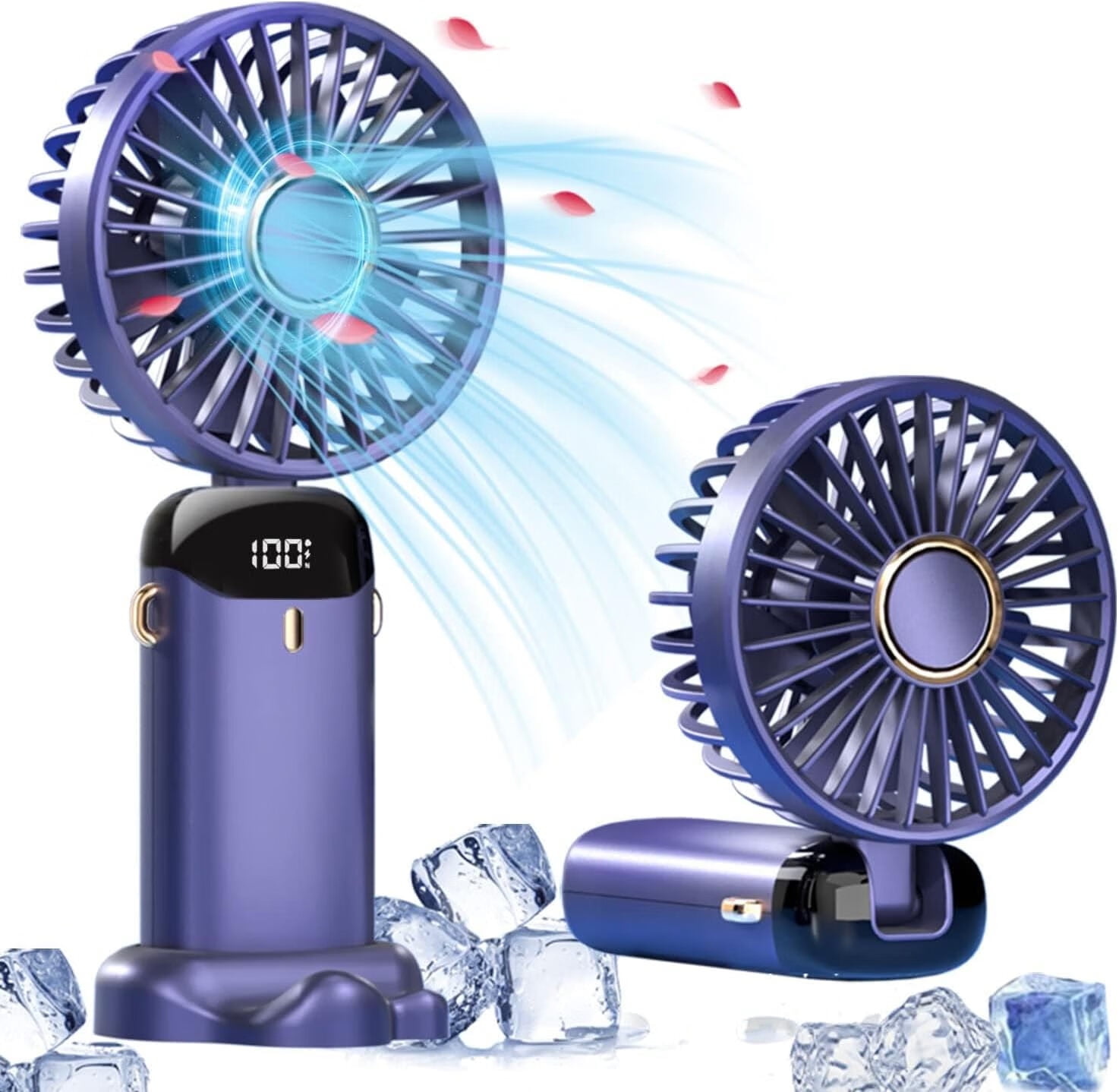 Portable Handheld Fan, Portable Fan Rechargeable, 5000mAh, 180° Adjustable, 6 Speed Wind, Display Electricity in Real Time, USB Rechargeable Foldable Fan, Quiet Personal Fan with Power Bank