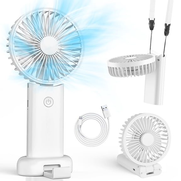 Portable Handheld Fan, Foldable Pocket Fan with 3000 mAh Battery, Mini Desk Fan, Rechargeable USB Fan, 3 Speed Wind, Personal Small Fan, Strong Airflow, Super Quiet, for Girl, Women, Outdoor, Indoor