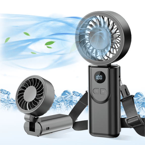 Portable Handheld Fan, 199 Gear High Speed 5000mAh Rechargeable Mini Personal Hand Fan Blow Cold Air, Battery Operated Travel Essentials, Beach Vacation, Gifts for Women, Men, Black