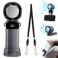 thumbnail image 1 of Portable Handheld Fan with Ice Cooling, 5 Speeds, Foldable for Desk or Neck, LED Display, for Travel Camping Outdoor, 3600mAh, 1 of 10