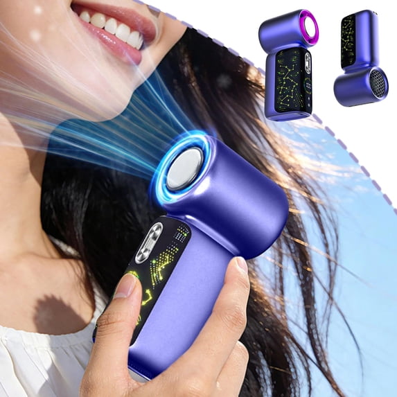 Portable Handheld Fan with Ice Cooling Plate, USB Rechargeable Mini Fan with 100 Adjustable Speeds and 3000mAh Battery, Personal Cooling Fan for Travel Camping Office Outdoor Sports Summer Use