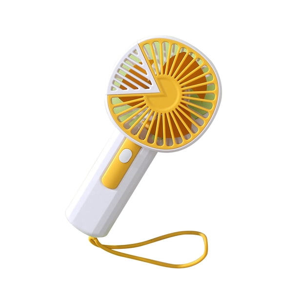 Portable Handheld Fan with Lanyard Triangle Stitching Design Safety Mesh Personal Fan USB Rechargeable Mini Fan for Outdoor Travel Camping Hiking Beach Festival Yellow Color