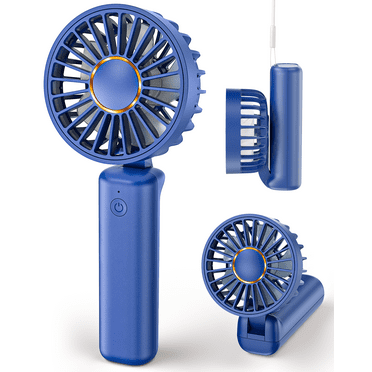 Portable Handheld Fan,Mini Portable Fan, 2000mAh Rechargeable USB Fan, 3 Speed Personal Small Desk Fan,Strong Airflow,Super Quiet, Pocket Fan with Carabiner for Girl Women Home Outdoor Indoor -Blue