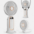 thumbnail image 1 of Portable Handheld Fan, Portable Fan with Base, LED Display, 5-Speed Wind, Foldable Fan, Rechargeable 3 in 1 Handheld/Neck/Desk Fan for Outdoor Indoor, White, 1 of 11