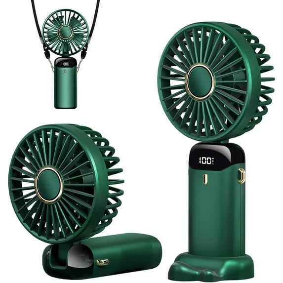 Portable Handheld Fan, Portable Fan Rechargeable, 5000mAh, 180° Adjustable, 6 Speed Wind, Display Electricity in Real Time, USB Rechargeable Foldable Fan, Quiet Personal Fan with Power Bank