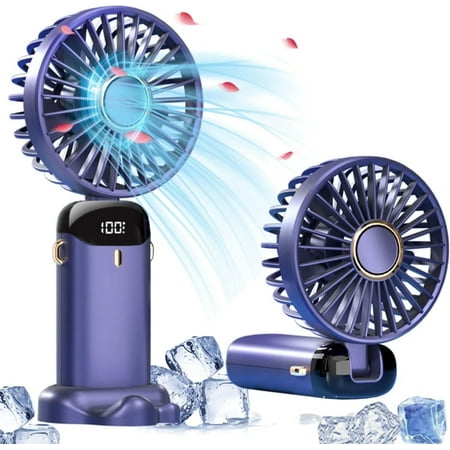 Portable Handheld Fan, Portable Fan Rechargeable, 5000mAh, 180° Adjustable, 6 Speed Wind, Display Electricity in Real Time, USB Rechargeable Foldable Fan, Quiet Personal Fan with Power Bank