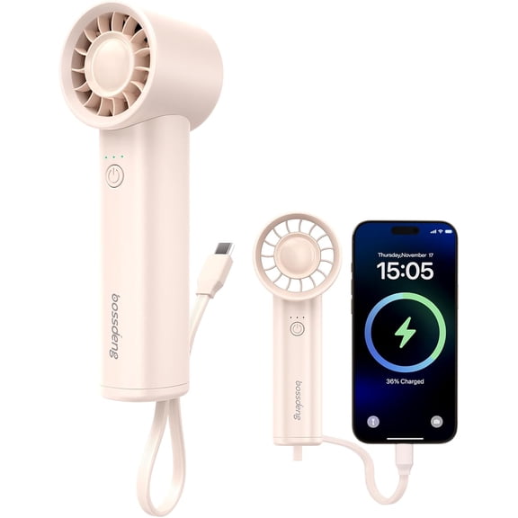 Portable Handheld Fan with Power Bank(High-Speed),3 IN 1 USB Rechargeable Mini Personal Flashlight,Small Size for Outdoor/Travel/Beach/Concerts/Summer.Gifts Girl,Women.Pink