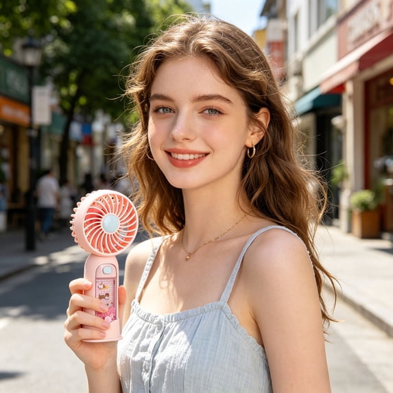 Portable Handheld Fan, Powerful+Durable+500mAh+ Quiet , Mini Table Fans with USB Rechargeable Battery Operated Cooling Accessories for Personal Use, Travel