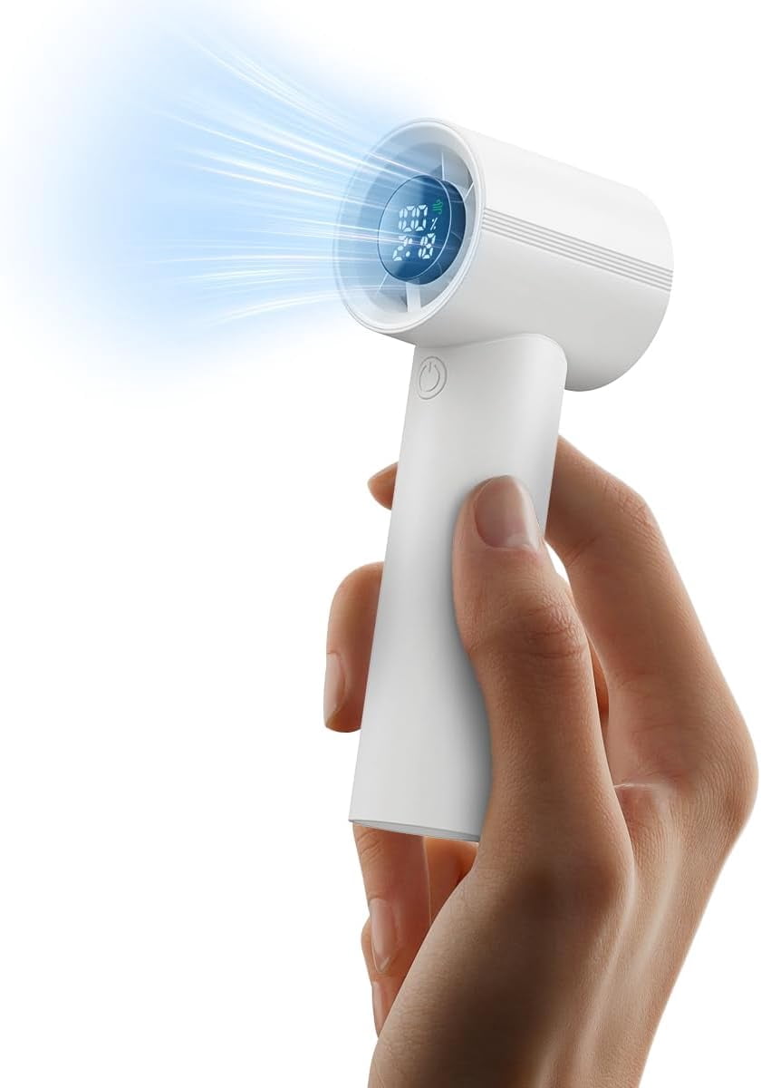 Portable Handheld Fan, Speed(1-199) Powerful Turbo Mini Fan, 30000 RPM High Speed Moter [14H Max Cooling Time] 5000mAh Battery Rechargeable,Pocket Personal Small Travel GIfts for Women (White)