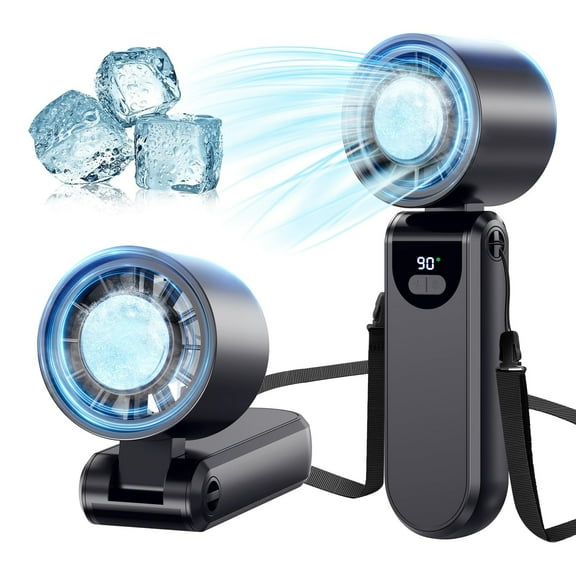 Portable Handheld Fan, 5 Speeds & 100 Stepless Adjustable Mini Desk Fan, 90°Rotatable Personal Fan with Turbo Boost Cooling