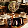 thumbnail image 1 of Portable Handheld Fan USB Rechargeable Mini Fan 3 Speed Vintage Floral Design Phone Stand Cooling Fan, Compact Strong Airflow Phone Holder Fan, For Travel Office Home Shopping Outdoor Use, 1 of 6