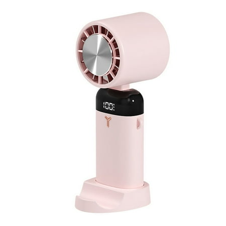 Portable Handheld Fan with Refrigeration and LED Display for Cooling in Pink and White
