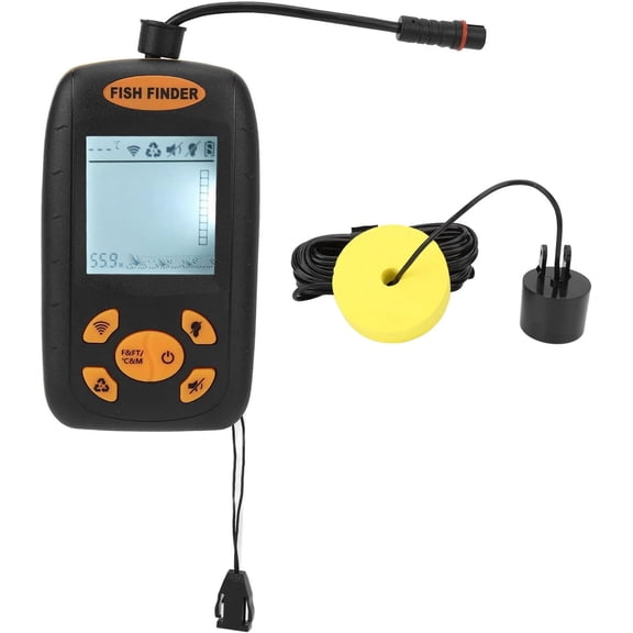 Portable Handheld Fish Finder with LCD Display - Sonar Sensor Transducer for Boat, Kayak, Sea, Ice Fishing - Waterproof Depth Finder for Anglers