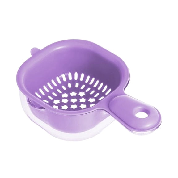 Portable Handheld Fruit Washing Strainer Bowl Set, 7.7inch×4.7inch×2.4inch, Plastic Small Berry Colander with Handle, Stackable Cute Face Small Colander, Multicolor Cartoon Mini Food Strainer