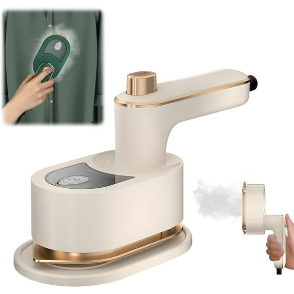 Portable Handheld Garment Mini Electric Iron, 2025 New Travel Steamer for Clothes, 3 in 1 Mini Portable Rotary Garment Iron for Clothes, 10S Fast Heating Powerful Wrinkle Remover,White