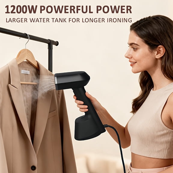 Portable Handheld Garment Steamer QL-8008, 30s Fast Heating, 9.13oz Large Water Tank, Ergonomic Handle & Detachable Base, Compact Wrinkle Remover for Home, Travel, Shirts, Blouses, Dresses