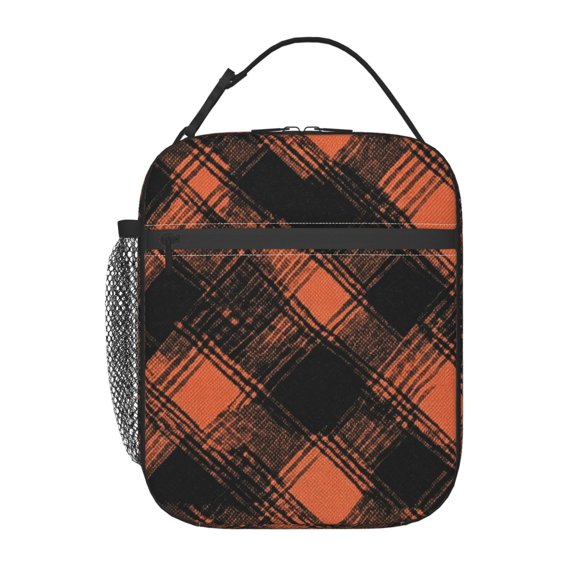 Portable Handheld Insulated Lunch Bag 1084in Men And Women Universal Reuse Function Fully Used For Work Office Travel Argyle Plaid Darksalmon_1