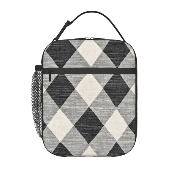 Portable Handheld Insulated Lunch Bag 1084in Men And Women Universal Reuse Function Fully Used For Work Office Travel Argyle Plaid Lightslategray_2