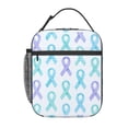 thumbnail image 1 of Portable Handheld Insulated Lunch Bag 10×8×4in Men And Women Universal Reuse Function Fully Used For Work Office Travel Cancer Awareness Ribbon Pattern - Watercolor Pastels, 1 of 9