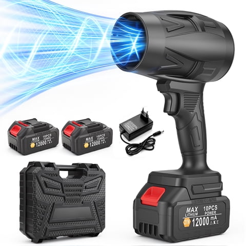 Leaf Blower Cordless, 21V Handheld Blower with 2 Batteries, Lightweight Leaf Blower with Variable Speed Control for Lawn, Yard, Patio, Garage & Car Cleaning