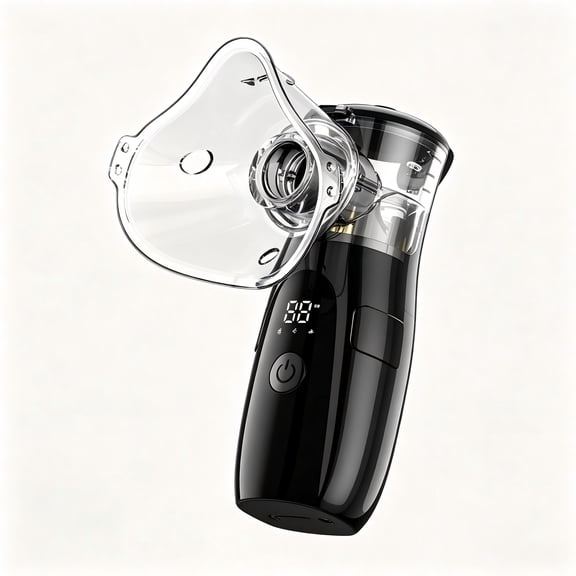Portable Handheld Micro-Mesh Atomizer for Adults and Children - Humidifier. Includes child mode, adult mode, and cleaning mode, with three adjustable settings. LED rechargeable digital display model