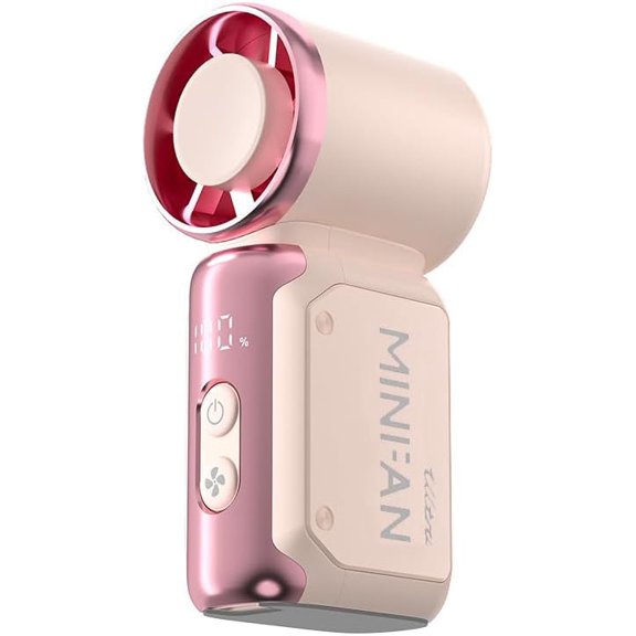Portable Handheld Mini Fan, 18000 RPM Personal Portable Fan with 199 Speeds & LED Screen, USB Rechargeable Travel Fan with Lanyard for Outdoor & Indoor, Pink Aesthetic Fan for Gift