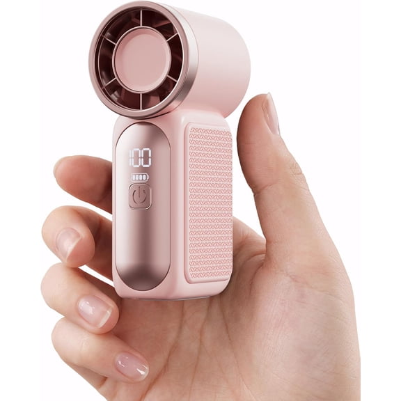 Portable Handheld Mini Fan, 6 Speeds 16900 RPM High Velocity Personal Fan with LED Display, USB Rechargeable, Mini Fan with Lanyard for Makeup, Travel, Outdoor Fan for Women Girl Gift, Pink