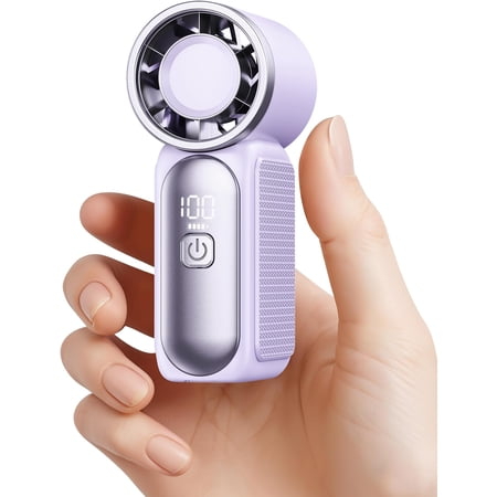 Portable Handheld Mini Fan, 6 Speeds 16900 RPM High Velocity Personal Fan with LED Display, USB Rechargeable, Mini Fan with Lanyard for Makeup, Travel, Outdoor, Gift for Women Girl, Purple