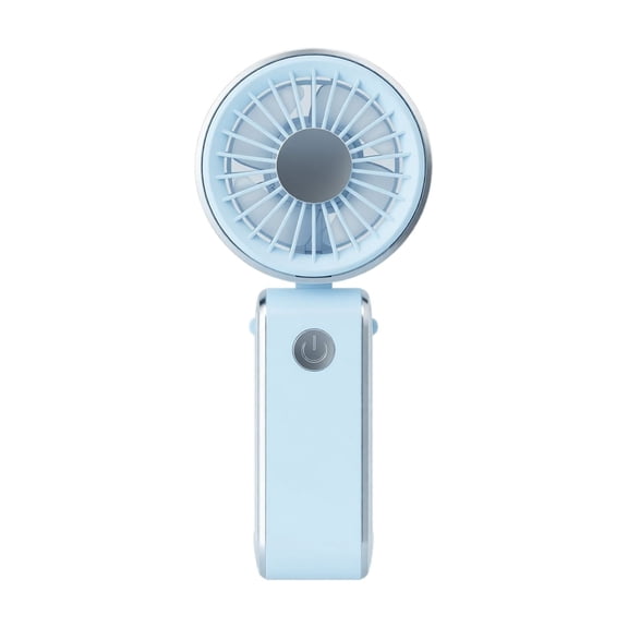 Portable Handheld Mini Fan with LED Display, 3-in-1 Personal Foldable USB Rechargeable Hand Held Fan & Flashlight for Travel, Lash Eyelash, Cute Small Pocket for Women(Blue)