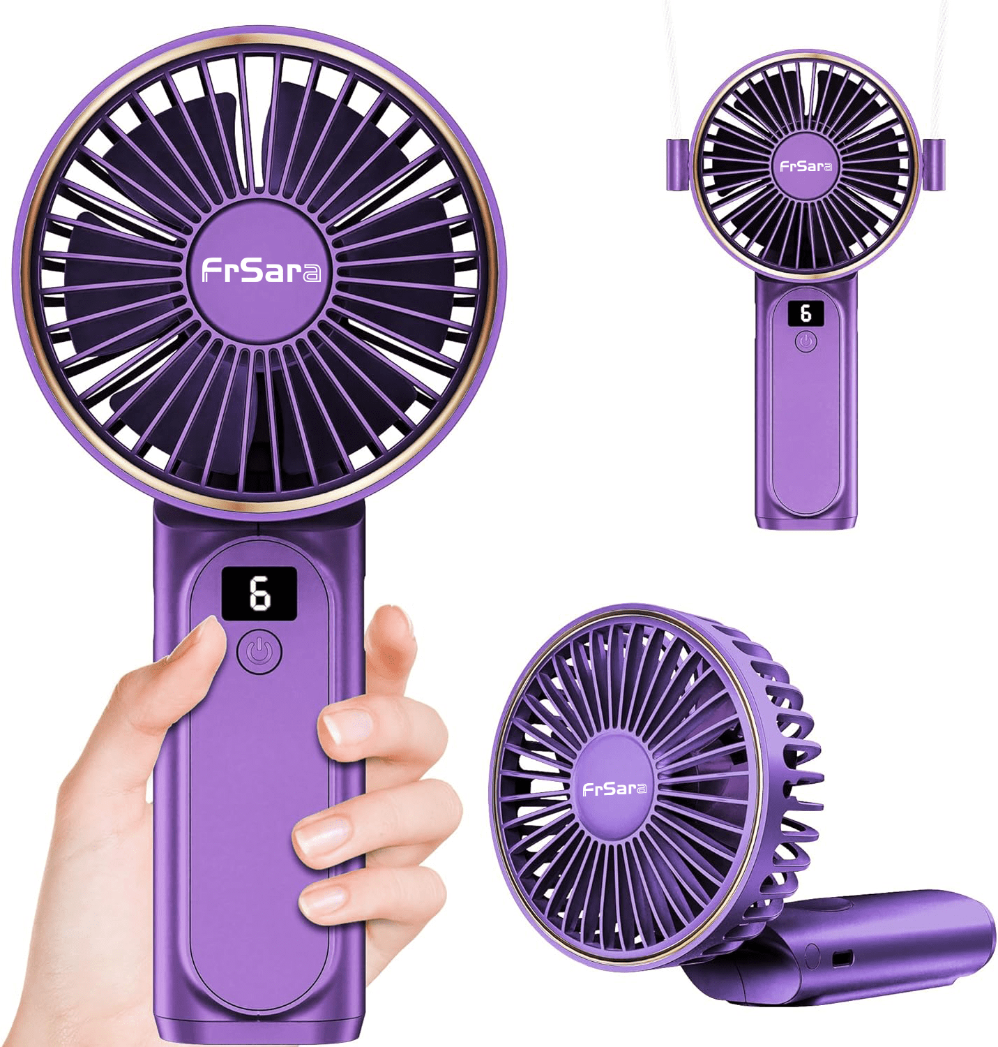 Portable Mini Fan 4000mAh 6 Speed USB Rechargeable Foldable Quiet