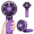 thumbnail image 1 of Portable Handheld Mini Fan, Neck Fan, 4000mAh Desk Fan, 180°Adjustable, 6 Speed Wind, Display Electricity in Real Time, USB Rechargeable Foldable Fan, Quiet Personal Fan with Power Bank -Purple, 1 of 9