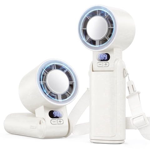 Lolsea Portable Handheld Mini Fan, 1-199 Speed Adjustable Turbo Desk Fans with 5000mAh Rechargeable Battery, LED Display