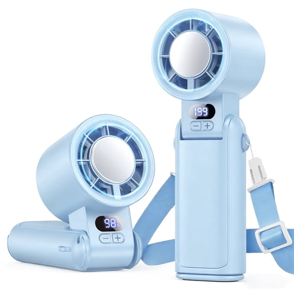 Lolsea Portable Handheld Mini Fan, 1-199 Speed Adjustable Turbo Desk Fans with 5000mAh Rechargeable Battery, LED Display