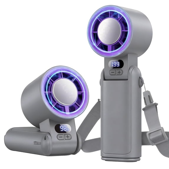 Lolsea Portable Handheld Cool Fan, 1-199 Speed Adjustable Turbo Mini Fans with LED Display, High-Power Motor, Rechargeable Battery
